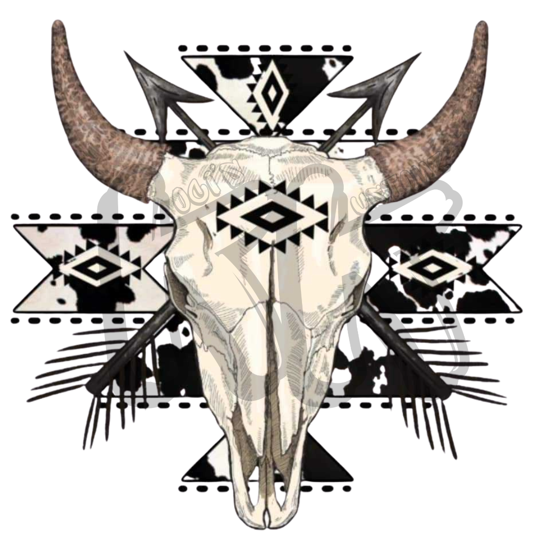 Aztec Cow Print Skull