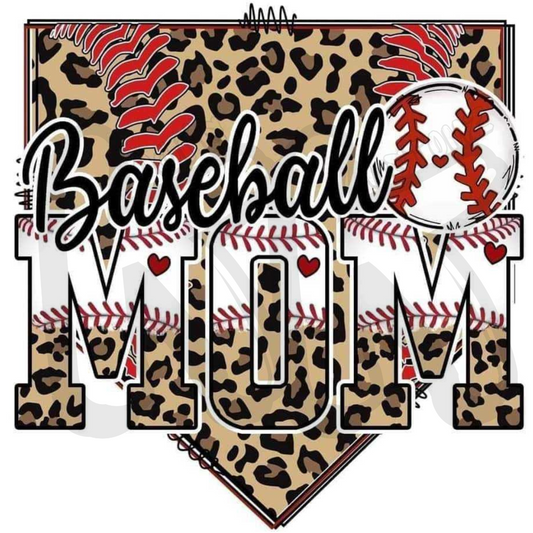 Home Base Leopard Baseball Mom